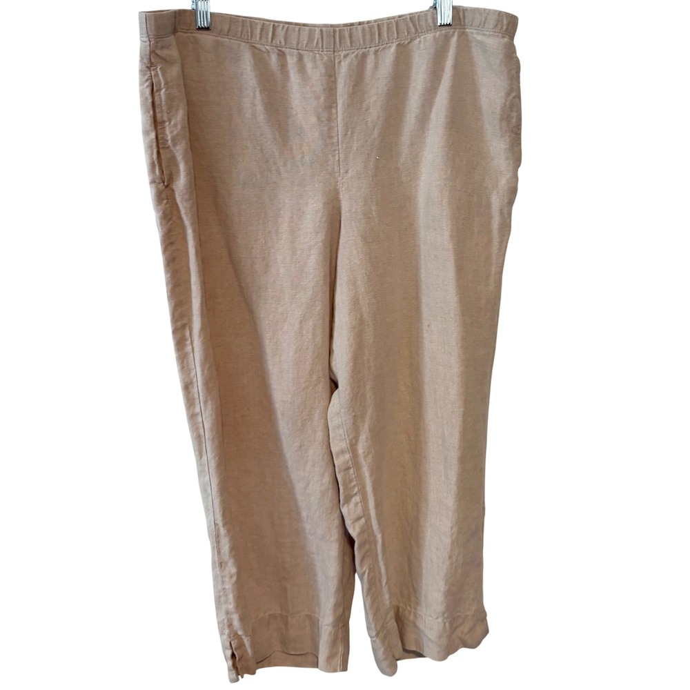 J. Jill Khaki Linen‎ Pull On Cropped Pants in Size L